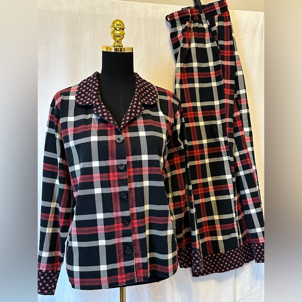 Vera Bradley Plaid Pajama Set Button Top & Pants Women’s XXL